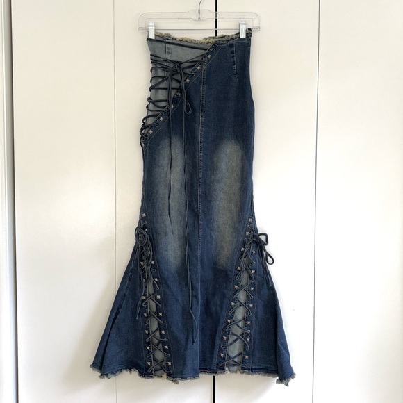 Dolls Kill Dresses & Skirts - Dolls Kill Current Mood Misunderstood Tendencies Maxi Denim Skirt Size XXS